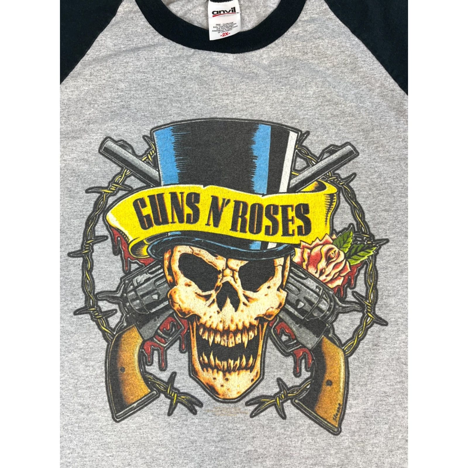 Anvil VINTAGE Guns N' Roses Get in the Ring Tour 1991-1992 Anvil 2X Gray and Black 3/4 Sleeve Crew Neck T-Shirt Men XS-2X 90s Band Music Size ONE SIZE - 3 Thumbnail