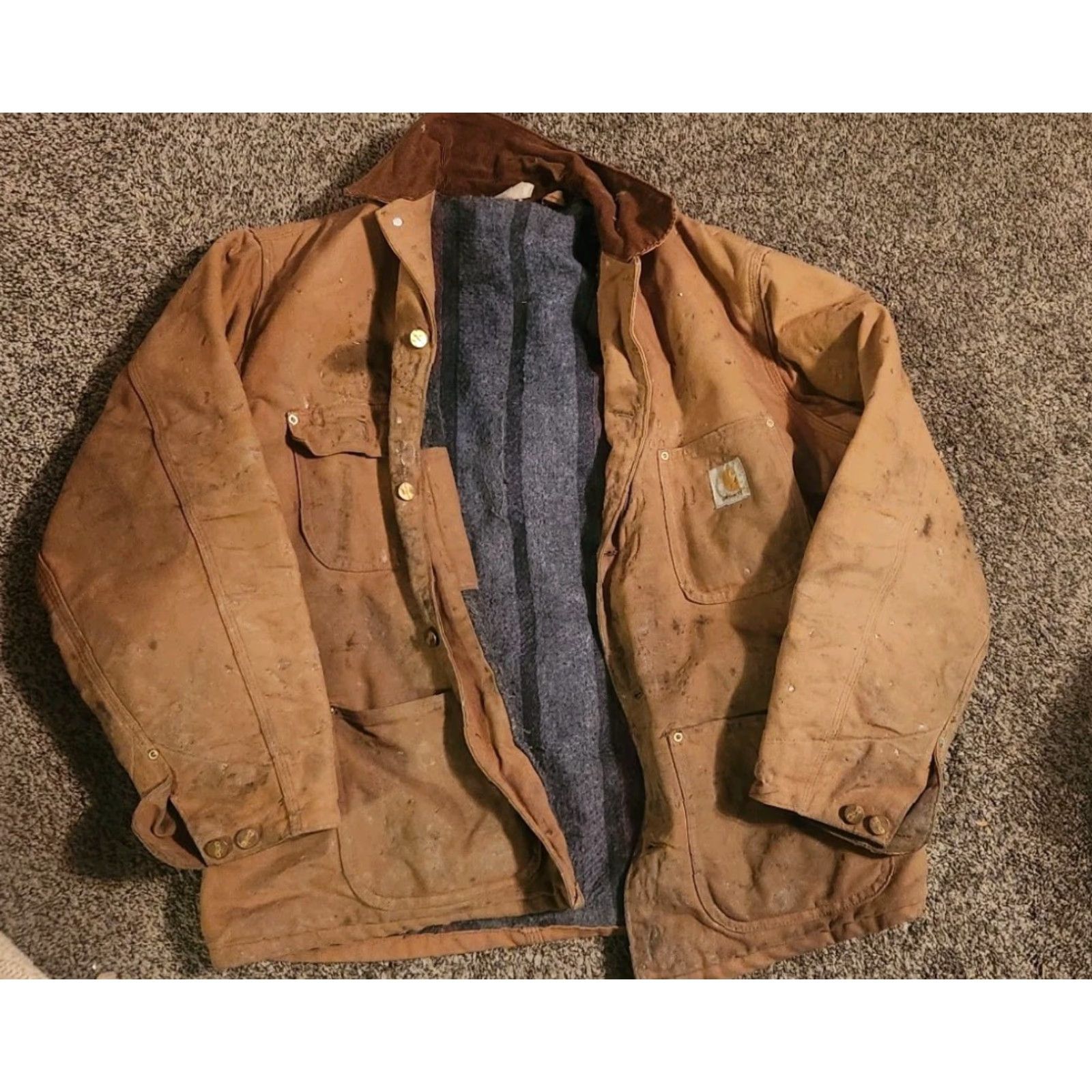 Carhartt VINTAGE Carhartt USA Painted Button Chore Jacket Men 48 Brown Lined Canvas Duck Coat Size US M / EU 48-50 / 2 - 2 Thumbnail