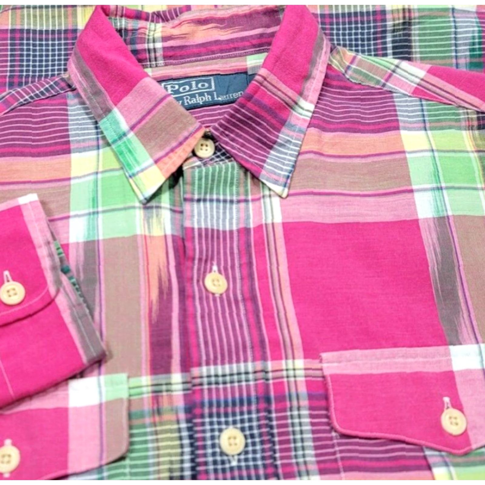 Polo Ralph Lauren VINTAGE Polo Ralph Lauren Madres Plaid Aztec Navajo Button Up Shirt Mens S Roll Tab Size US S / EU 44-46 / 1 - 2 Thumbnail
