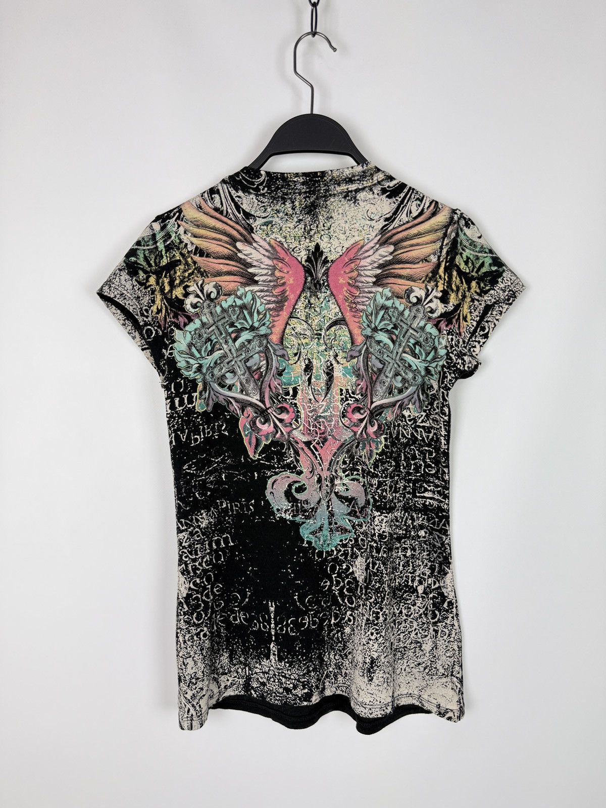 Vintage Y2K Vintage In Vein Angel Wings All Over Print Babydoll Tee Size L / US 10 / IT 46 - 8 Thumbnail