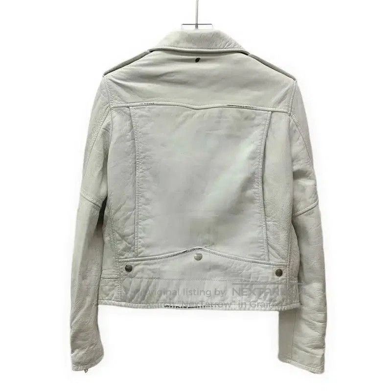 Yves Saint Laurent Saint Laurent White Leather Jacket for Women . Size XS / US 0-2 / IT 36-38 - 2 Thumbnail