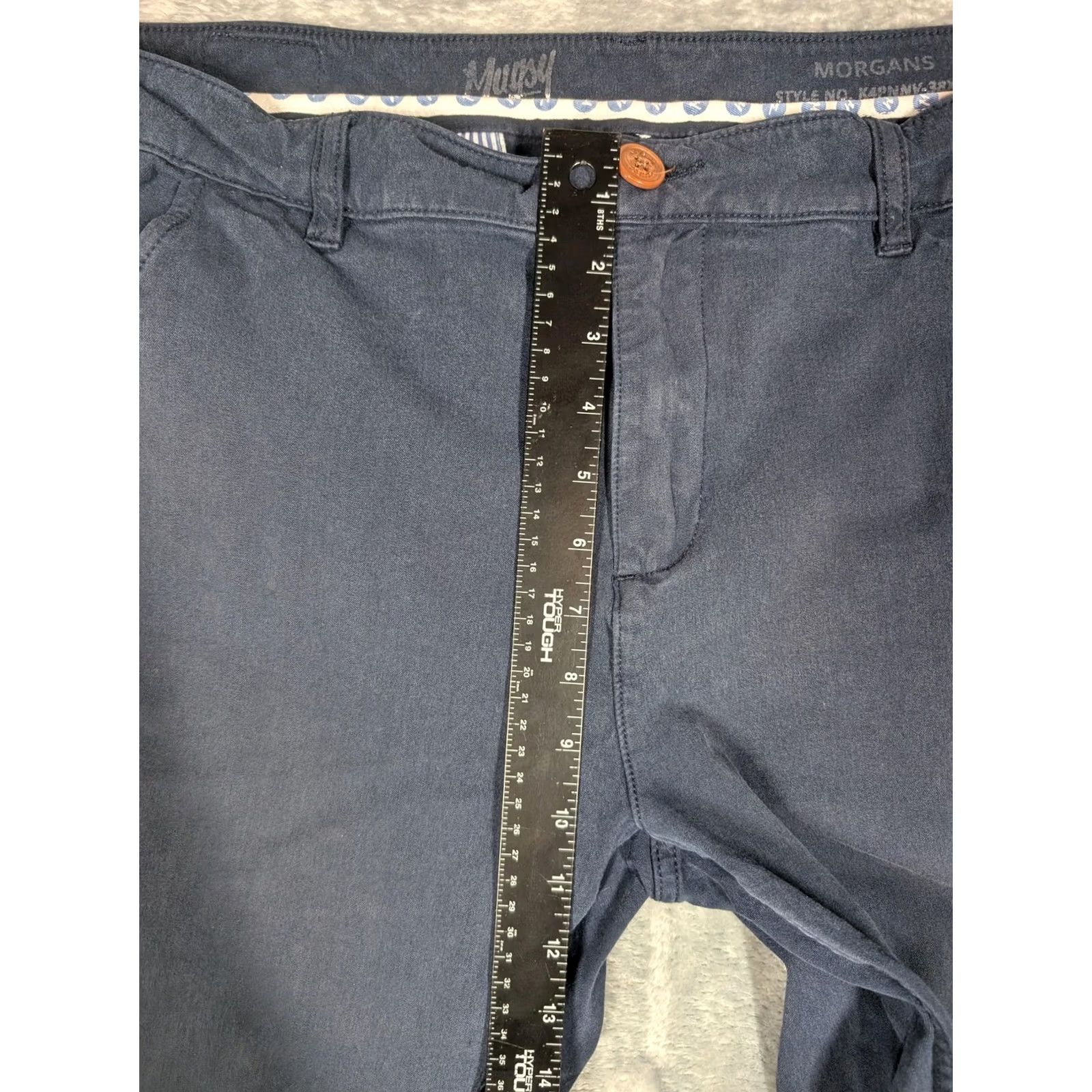 Vintage Mugsy Morgan Pants Mens 38x32 Blue Slim Tapered Chino Denim Casual Work Business Size US 38 / EU 54 - 3 Thumbnail