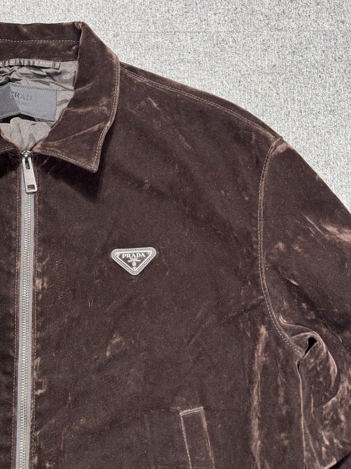 Prada Authentic Prada Velvet Denim Blouson Ebony Brown Size US M / EU 48-50 / 2 - 3 Thumbnail