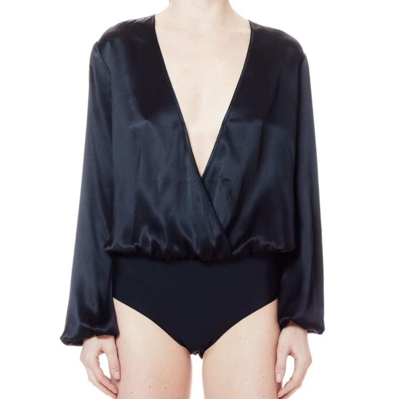 CAMI NYC CAMI NYC 100% silk The Ally Deep V neck Bodysuit sz S Size S / US 4 / IT 40 - 1 Thumbnail