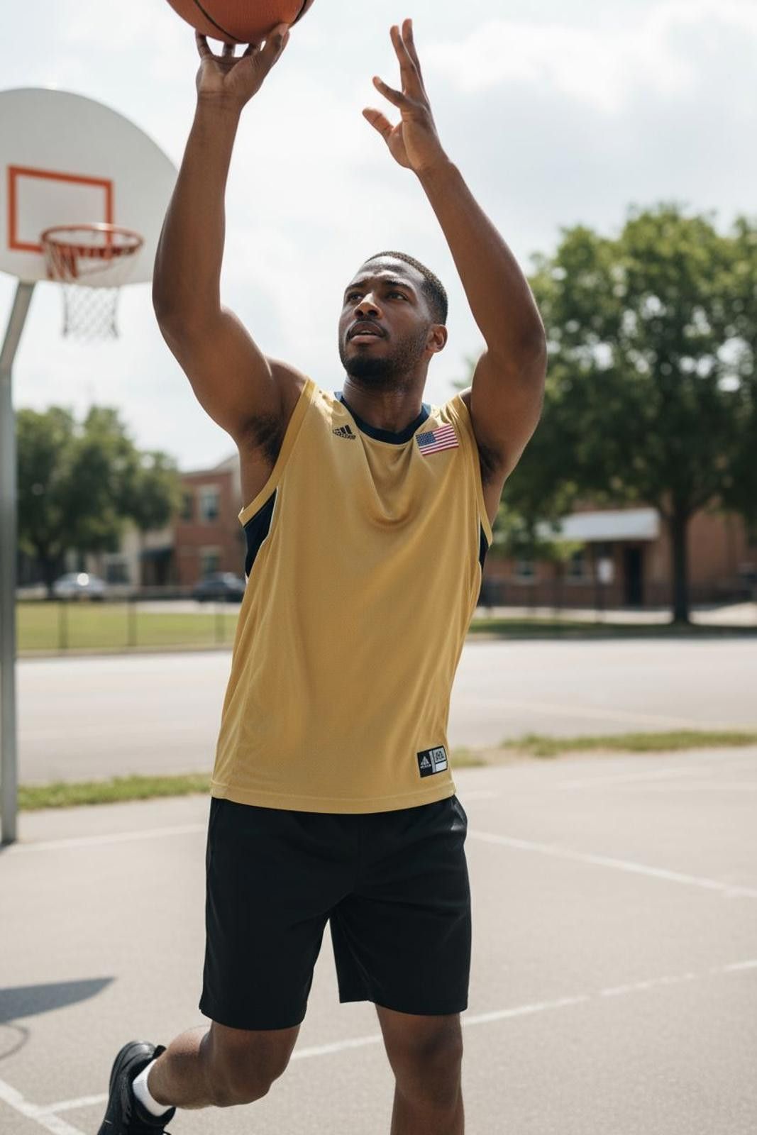 Adidas Adidas Men's Gold Basketball Jersey with USA Flag Patch Size Size ONE SIZE - 2 Thumbnail