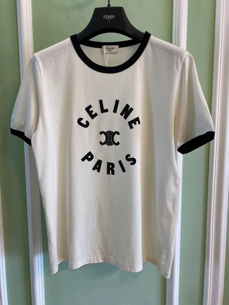 Celine Celine Paris Arc de Triomphe Logo Short-sleeve T-shirt-yf Size US M / EU 48-50 / 2 - 1 Thumbnail