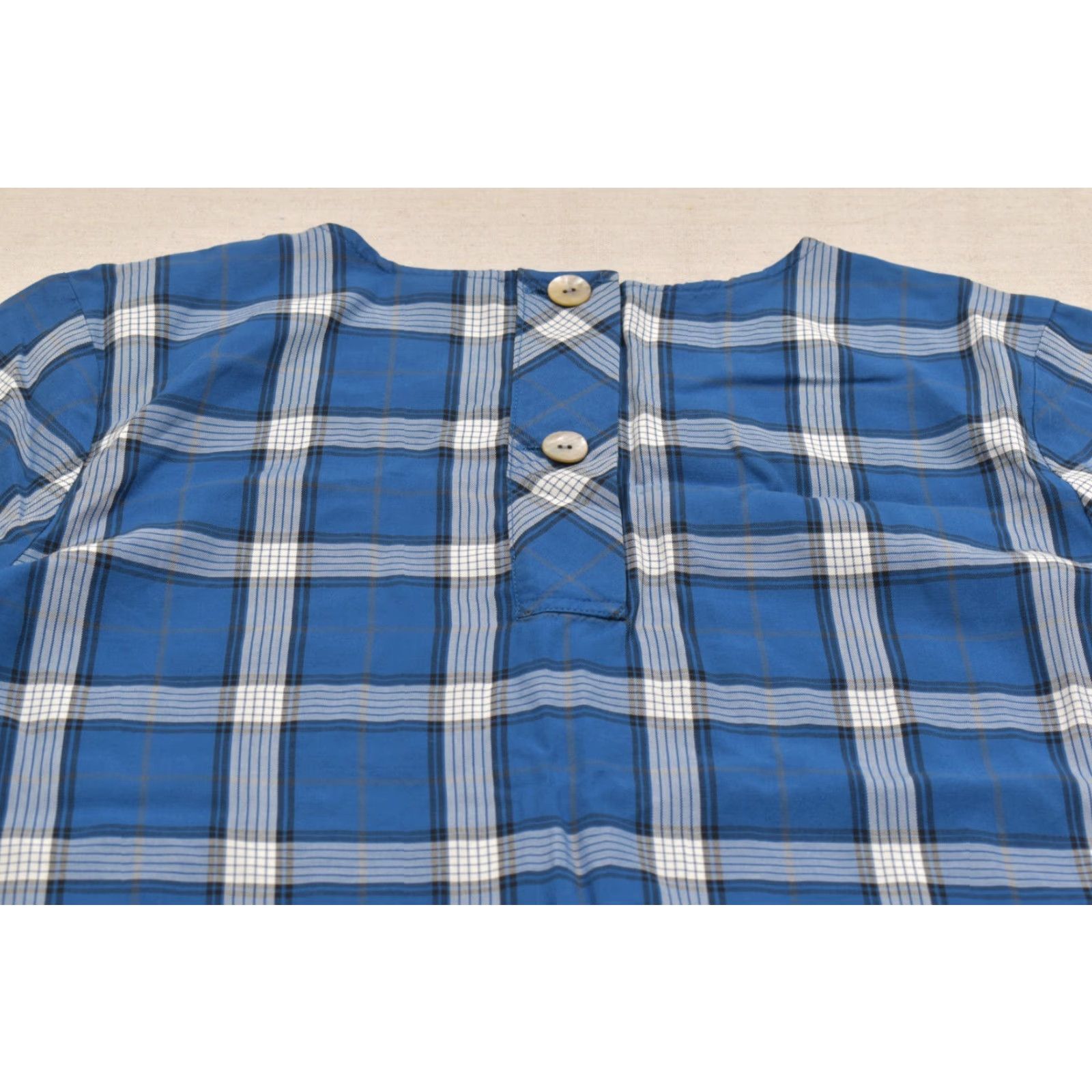 J. Jill J. Jill Blouse Women's Size M Blue Plaid Tencel Lyocell 3/4 Bell Sleeve Button Back Tunic Dress"} Size M / US 6-8 / IT 42-44 - 6 Thumbnail