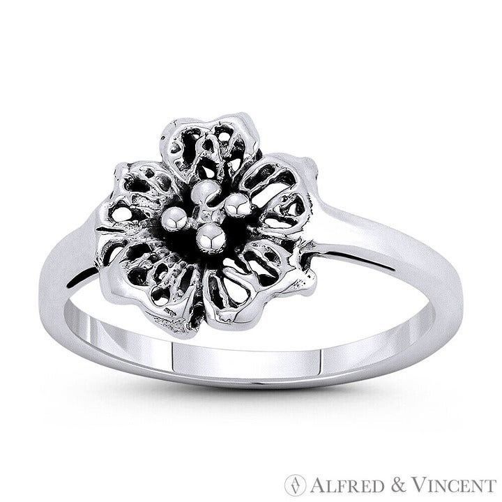 Other Lily Flower Charm Boho Ring in .925 Sterling Silver Size ONE SIZE - 1 Preview