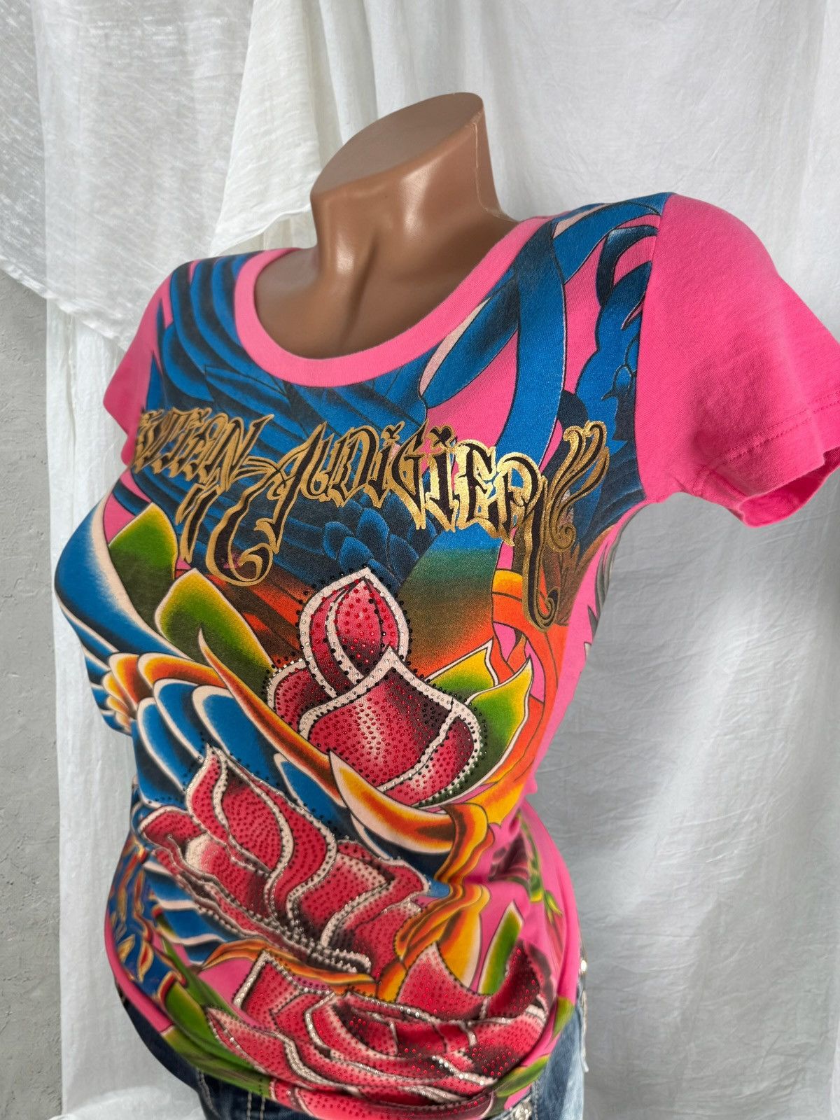 Christian Audigier Christian Audigier (Ed Hardy) Y2K Glam Rhinestones T-Shirt Size S / US 4 / IT 40 - 6 Thumbnail