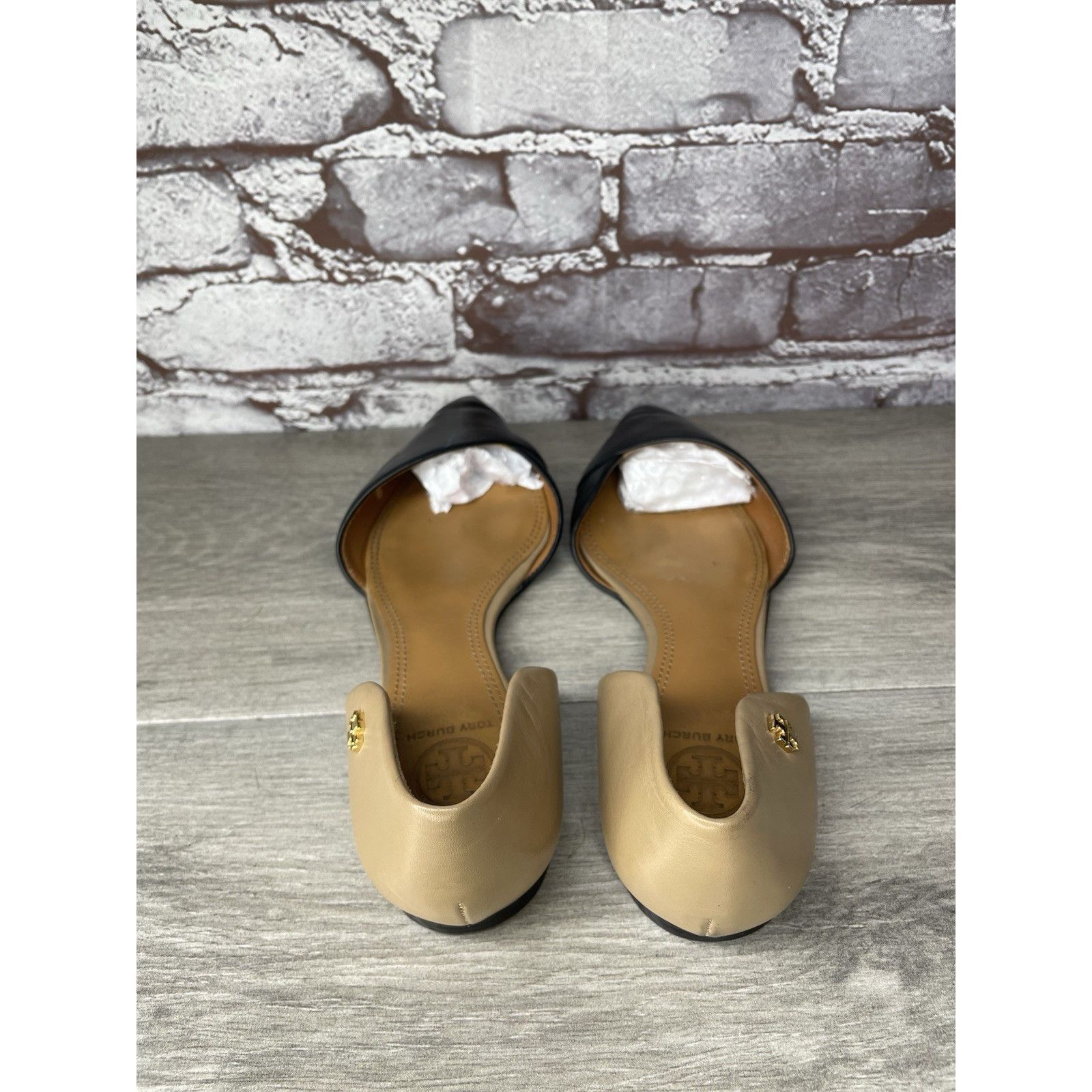 Tory Burch Tory Burch Viv D'Orsay Black Nude Leather Pointed Toe Flats Size US 7 / IT 37 - 6 Thumbnail