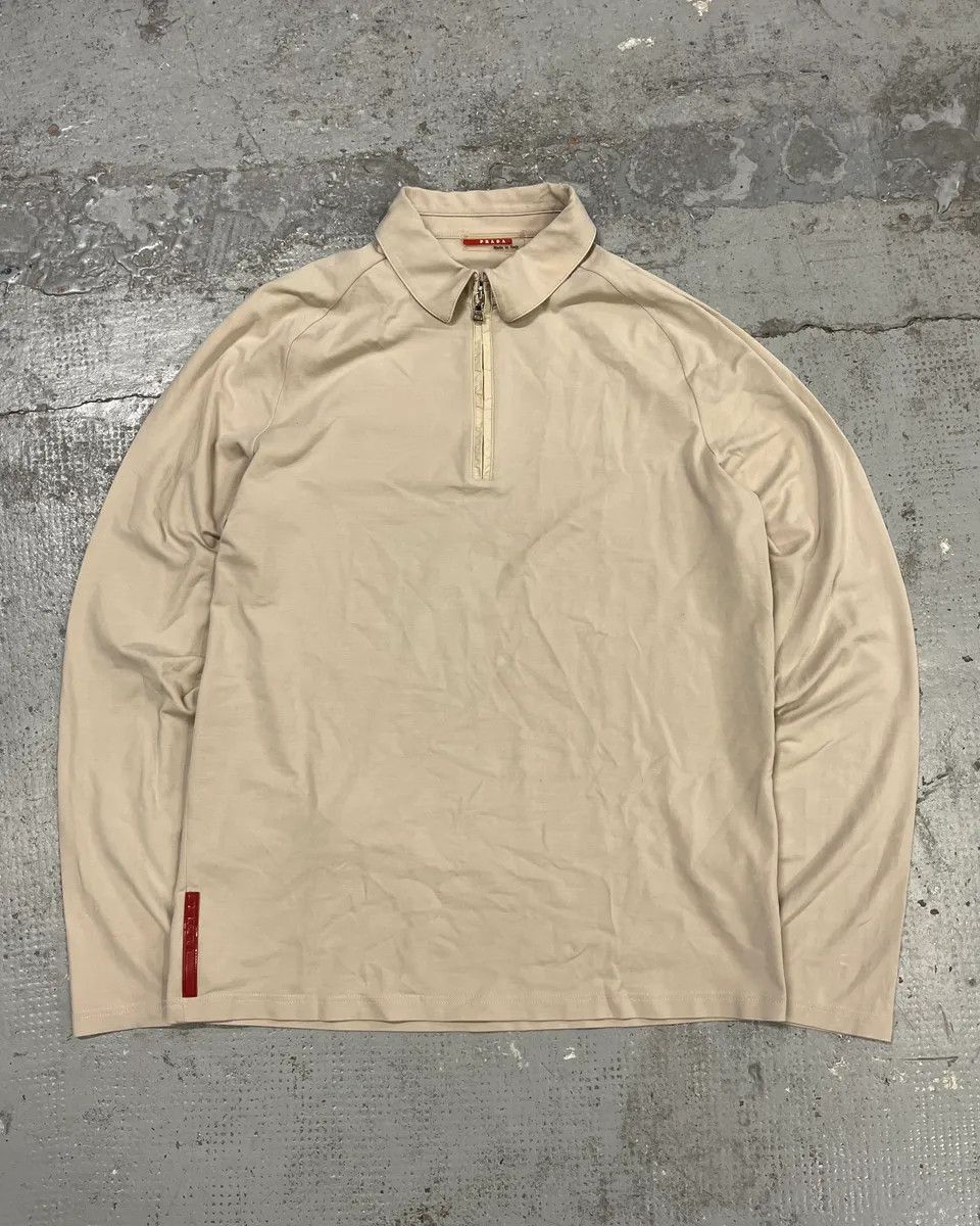 Prada 2000s Prada Beige Half-Zip Linea Rosa Sweater Size US M / EU 48-50 / 2 - 1 Thumbnail