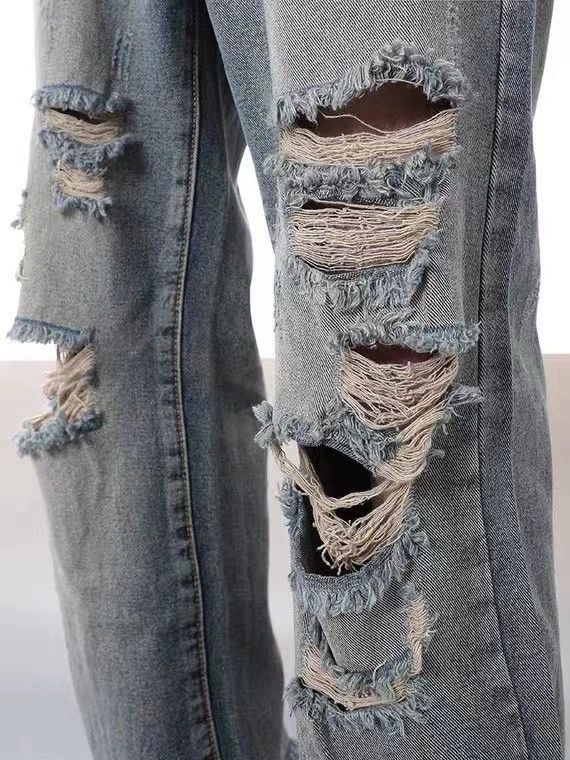 Jean High street distressed hiphop loose washed ripped jeans Size US 32 / EU 48 - 4 Thumbnail