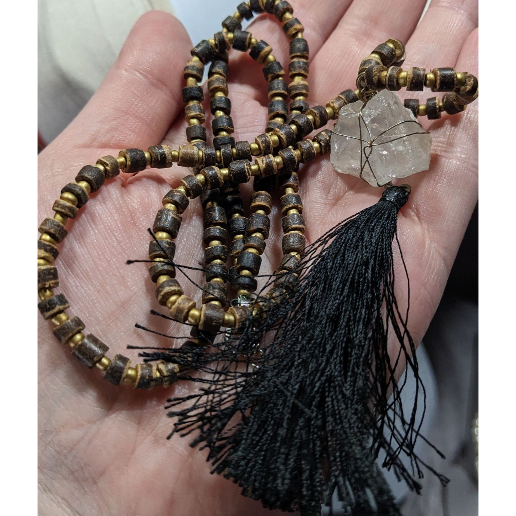 Other Vintage Bohemian Beaded Necklace With Natural Crystal Pendan Size ONE SIZE - 5 Thumbnail