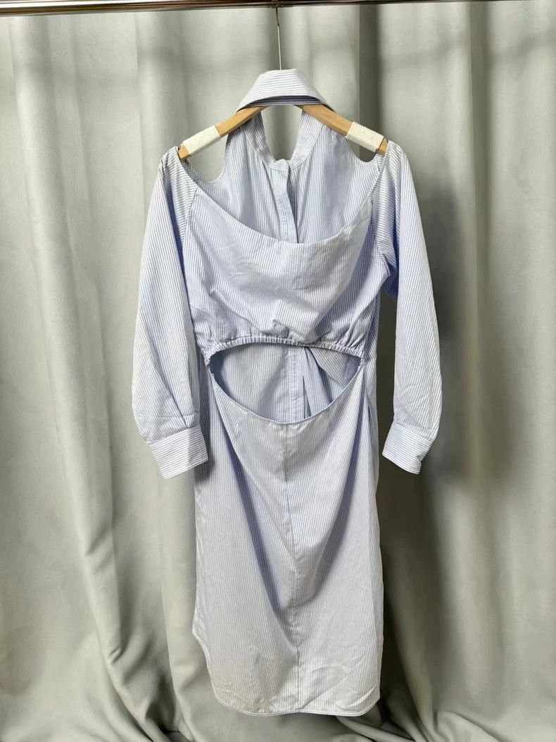 Dior Dior Striped shirt-shaped long casual backless dress 2504-N Size XS / US 0-2 / IT 36-38 - 3 Thumbnail