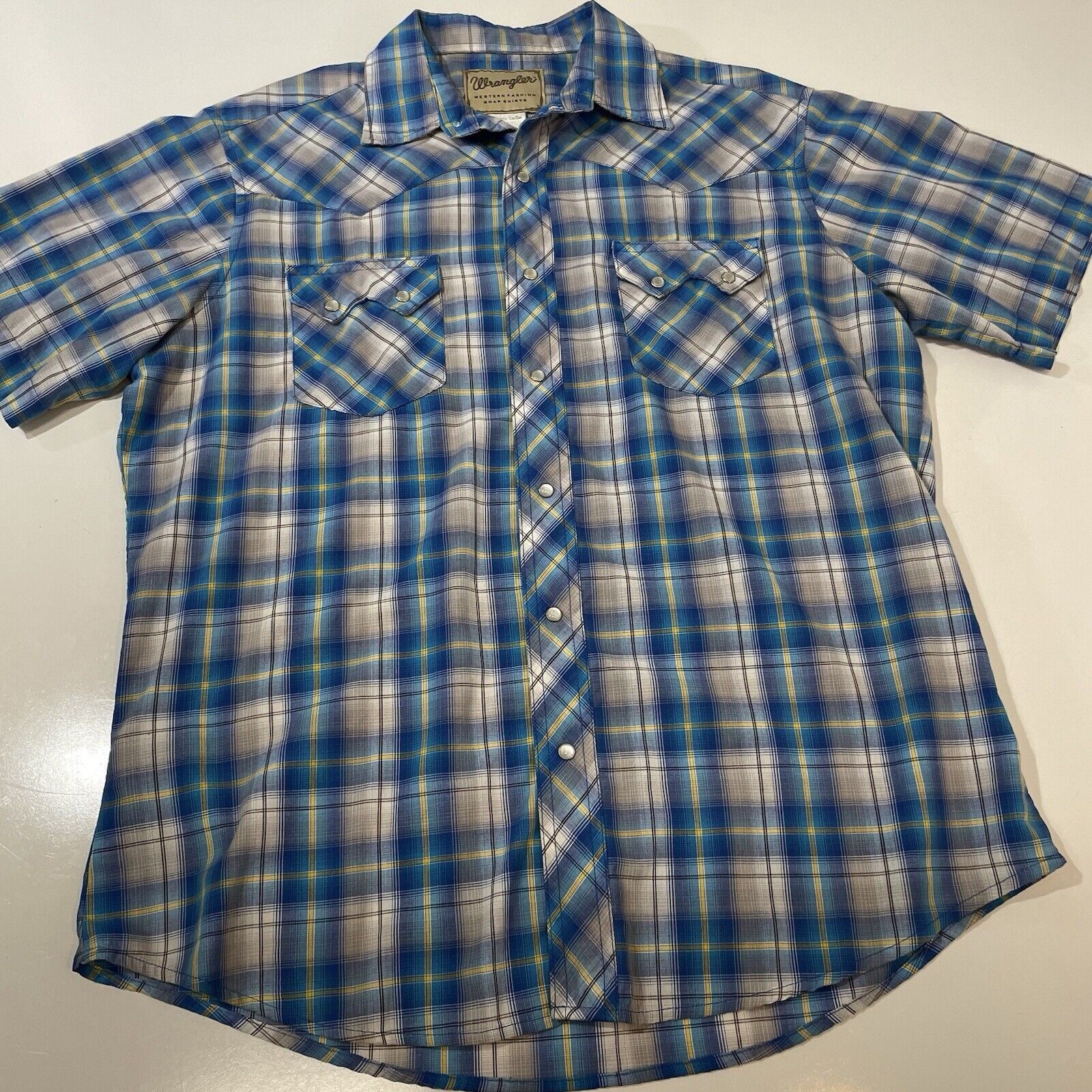 Wrangler Wrangler Retro Western Pearl Snap Shirt Men’s M Blue Plaid Size US M / EU 48-50 / 2 - 2 Thumbnail