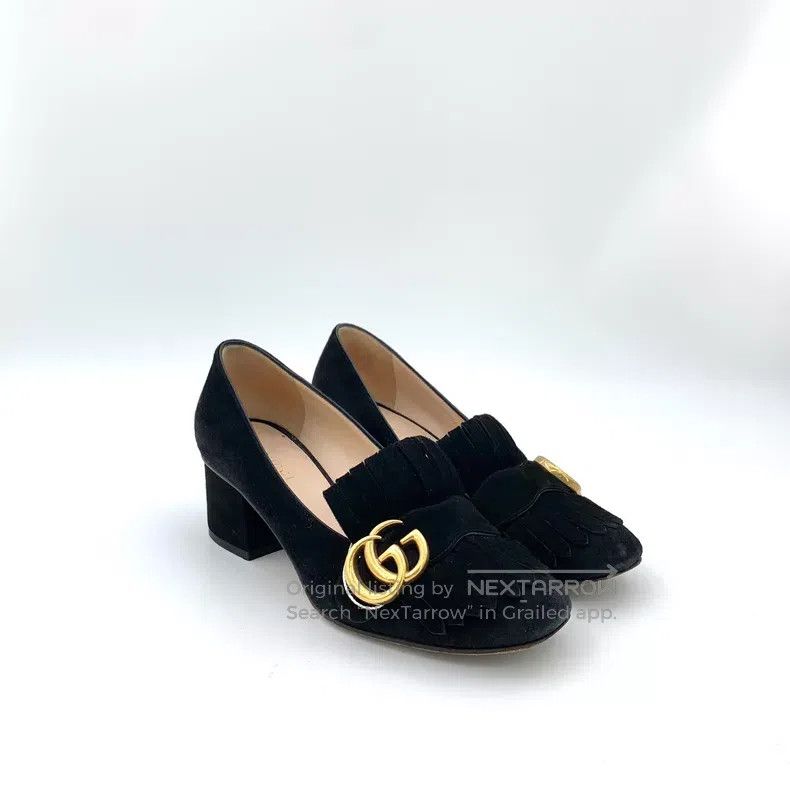 Gucci Gucci Black double G logo square toe thick heel high heels Size US 5.5 / IT 35.5 - 2 Thumbnail