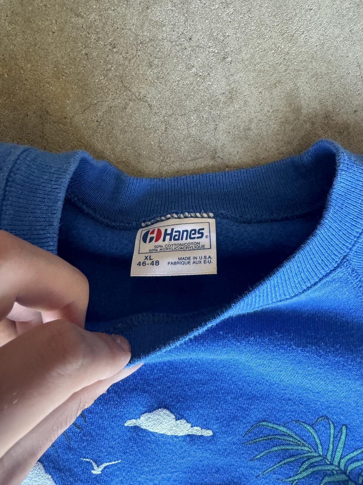 Hanes Vintage 90s Maui Hawaii Tropical Graphic Crewneck Blue Size US XL / EU 56 / 4 - 2 Thumbnail