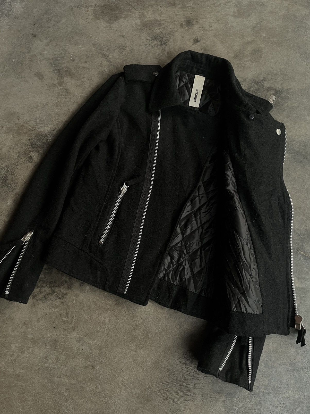 14th Addiction 2000s ATTACHMENT JAPANESE WOOL JACKET BIKERS RAMONES ZIPPER Size US M / EU 48-50 / 2 - 7 Thumbnail