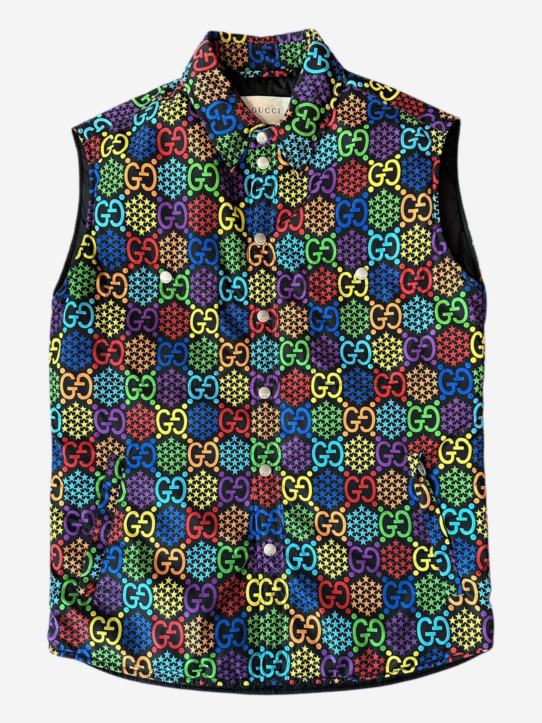 Gucci Gucci Black & Multicolor Psychedelic Monogram Vest Size US S / EU 44-46 / 1 - 1 Thumbnail