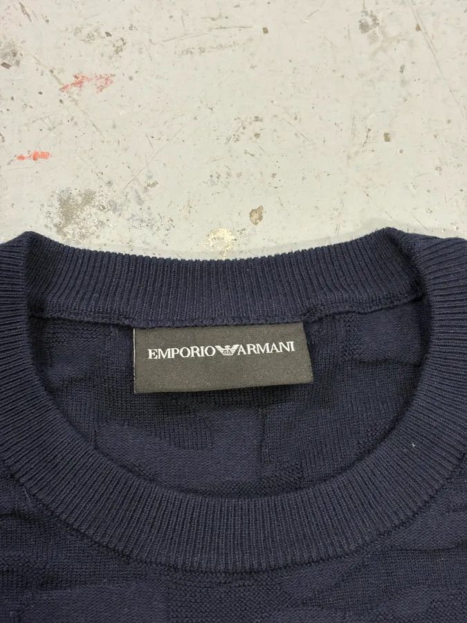 Emporio Armani AW2019 Emporio Armani Navy Camo Textured Sweater Size US M / EU 48-50 / 2 - 10 Thumbnail
