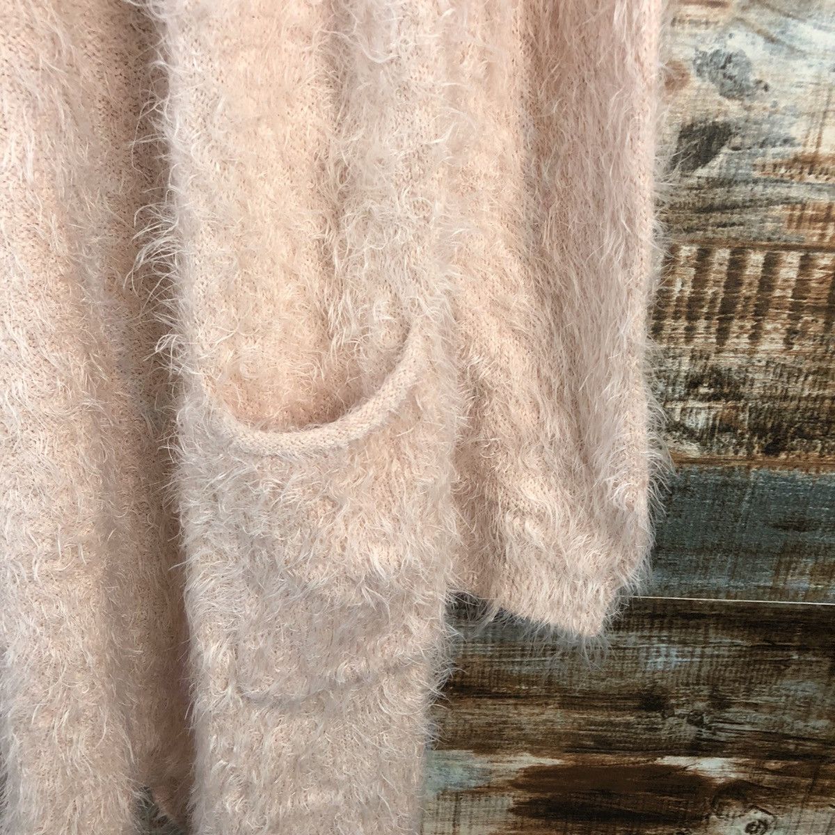 Homespun Knitwear DL Khalita Pink Mohair shaggy fur Cardigan Knitwear #C526 Size L / US 10 / IT 46 - 8 Thumbnail