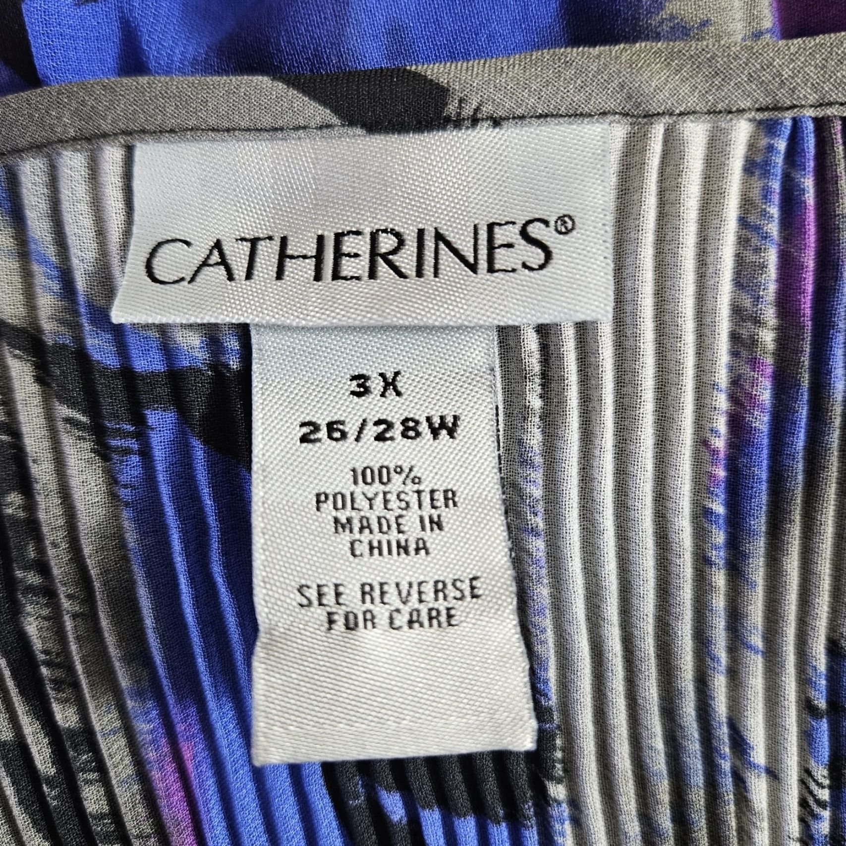 Vintage Catherines Top Blouse V-Neck 3X Blue Gray Embellished Womens Plus Size T-Shirt Shirt Size XXL / US 16-18 / IT 52-54 - 4 Thumbnail