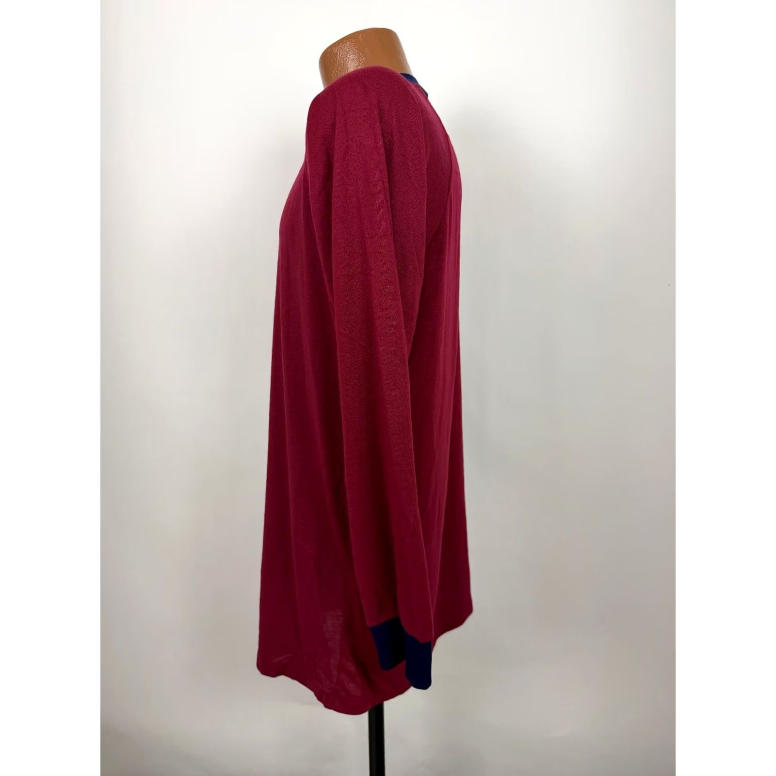 Sears VINTAGE 90s Shirt Men Large Tall LT Minimal Ringer Burgundy Silky Acrylic Size US L / EU 52-54 / 3 - 4 Thumbnail