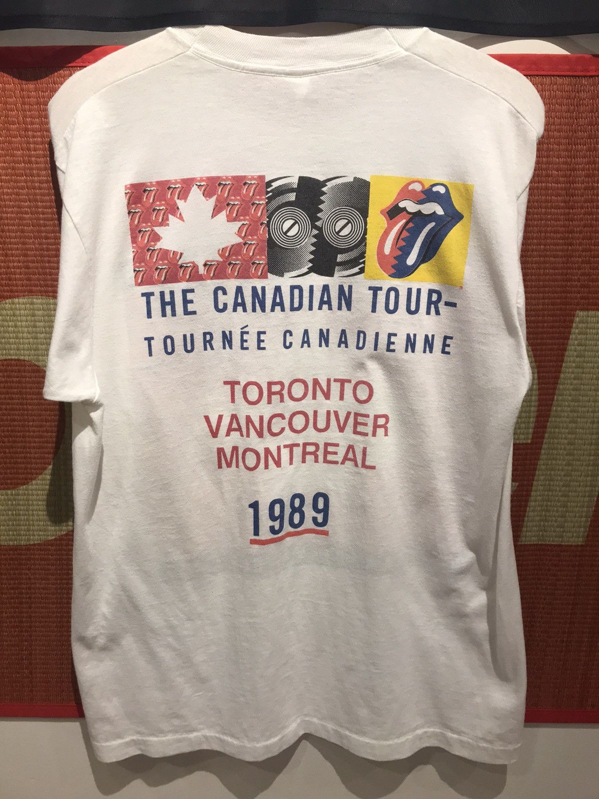 image of Band Tees x The Rolling Stones 1989 Vintage Single Stitch Rolling Stones Rock Band Tour in White (S