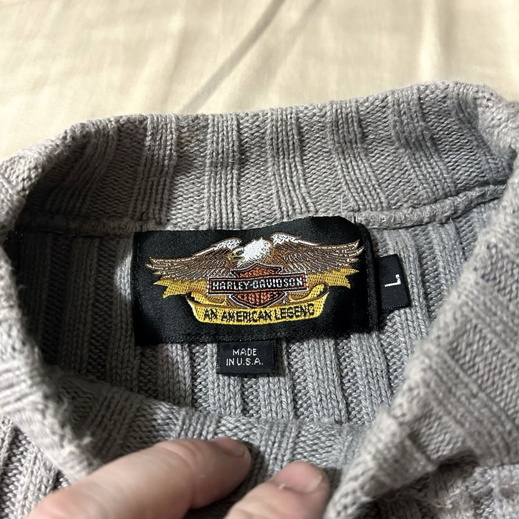 Harley Davidson VINTAGE Harley-Davidson Knit Striped Biker Sweater Size L Gray Men Pullover Knit 90s Theme Sweater Size US L / EU 52-54 / 3 - 4 Thumbnail
