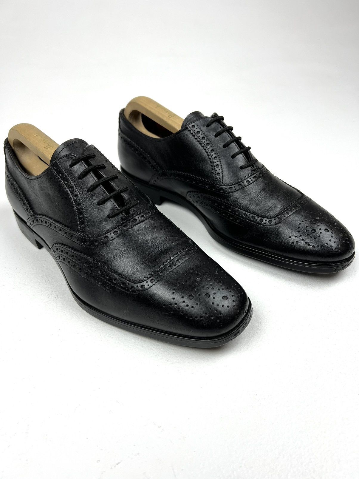 Prada PRADA MILANO Oxfords Leather Shoes Wingtip Black Men’s Size US 8.5 / EU 41-42 - 1 Thumbnail