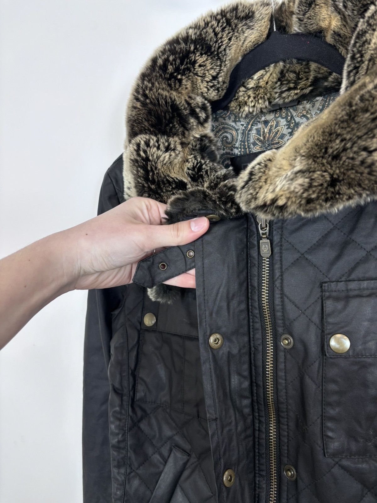 Belstaff Belstaff Gold Label Women’s Black Waxed Jacket Fur Trim Size L / US 10 / IT 46 - 16 Thumbnail