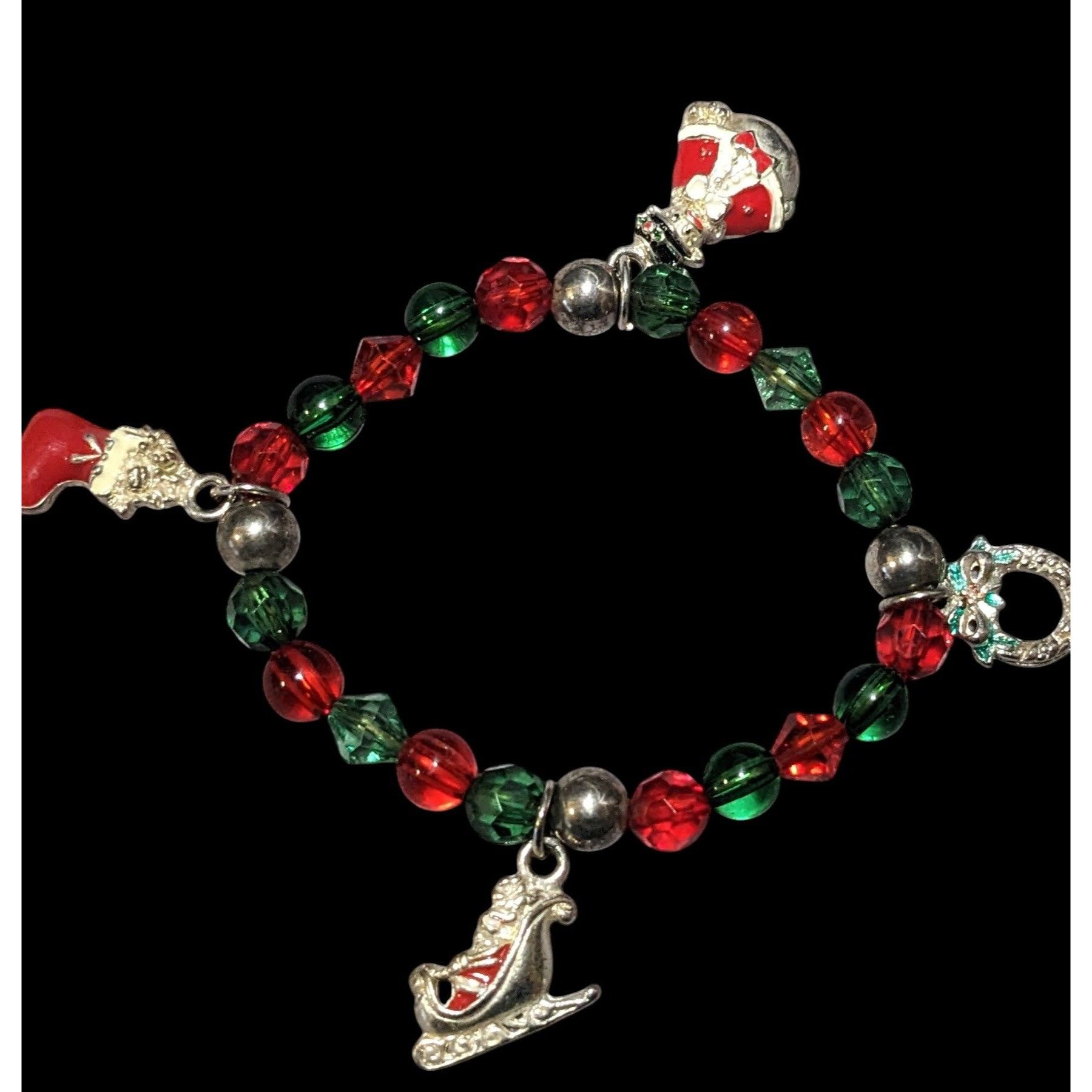 Other Christmas Holiday Charm Beaded Stretch Bracelet Size ONE SIZE - 1 Thumbnail