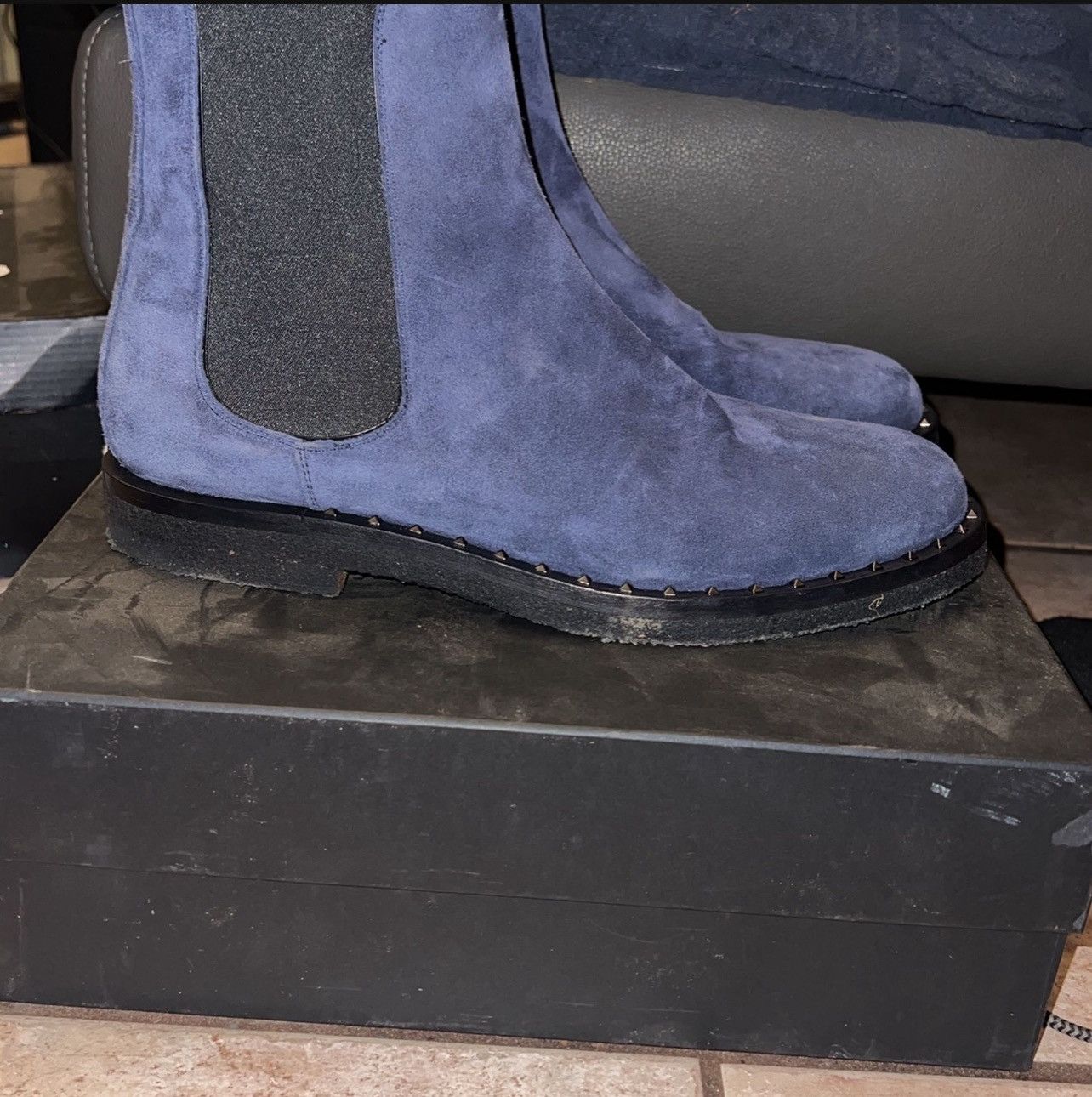 Valentino Valentino Navy Blue Suede Boots/Shoes Size US 9.5 / EU 42-43 - 6 Thumbnail