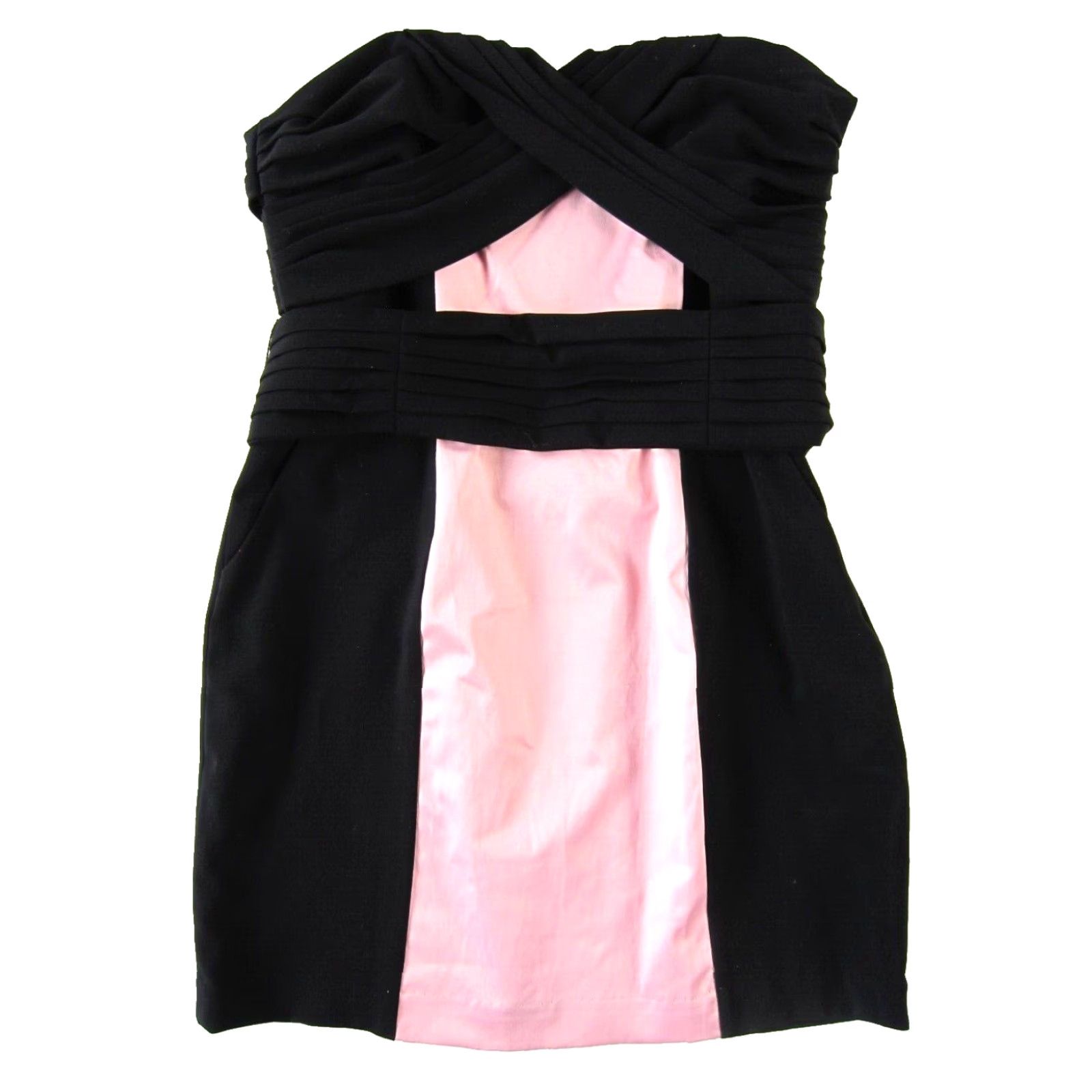 BCBGeneration BCBGeneration Black Pink Strapless Pocket Sheath Prom Party Formal Mini Dress 10 Size L / US 10 / IT 46 - 2 Thumbnail