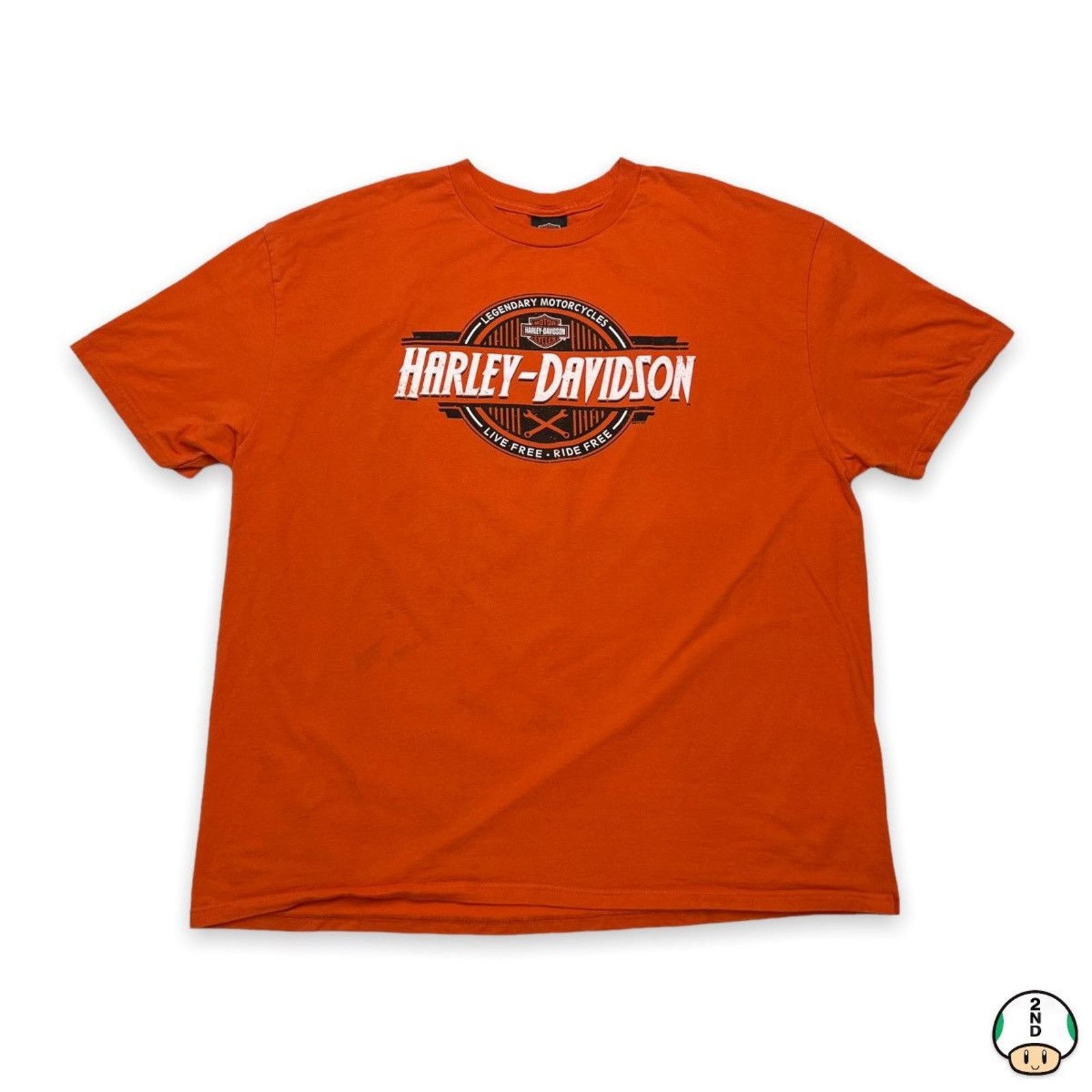 Harley Davidson × Vintage 2013 Harley Davidson T Shirt Live Free Ride Free Biker Tee Size US XXL / EU 58 / 5 - 1 Thumbnail