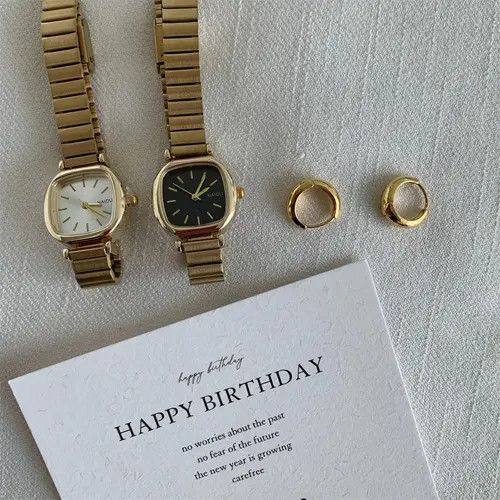 Jewelry Gold Square Face Fashion Watch, Elegant Gold Bracelet Size ONE SIZE - 2 Thumbnail