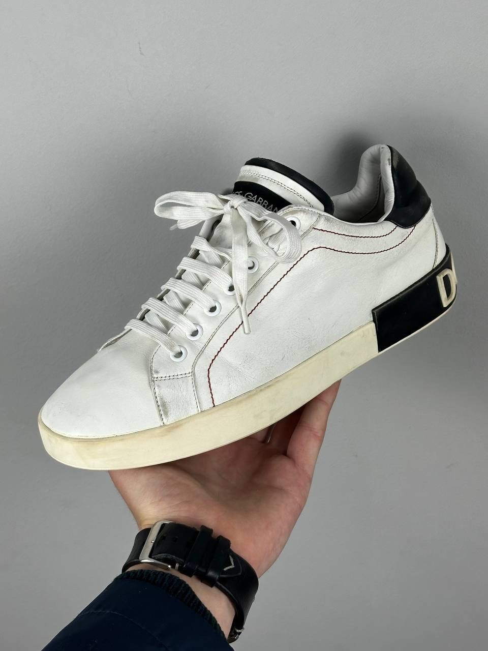 Dolce & Gabbana Dolce & Gabbana Portofino White Sneakers Luxury Leather Size US 10 / EU 43 - 2 Thumbnail