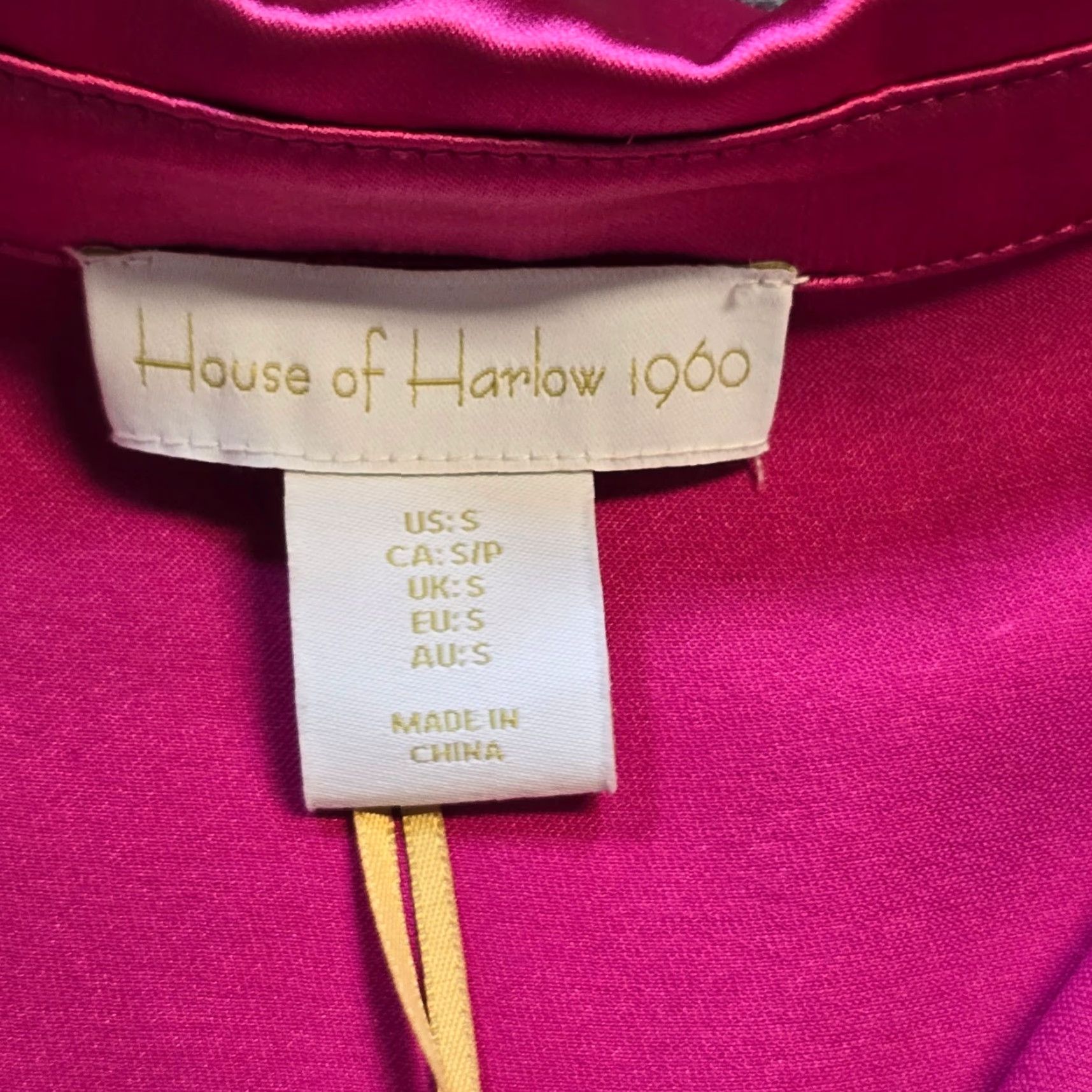House Of Harlow Shirt Womens Small Pink Satin Button Long Sleeve Career Casual