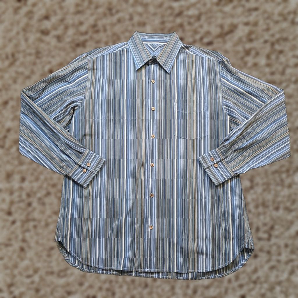 Tommy Bahama Tommy Bahama Shirt Mens Size Large Blue Striped Button Long Sleeve Casual Career Shirt Size US L / EU 52-54 / 3 - 1 Thumbnail