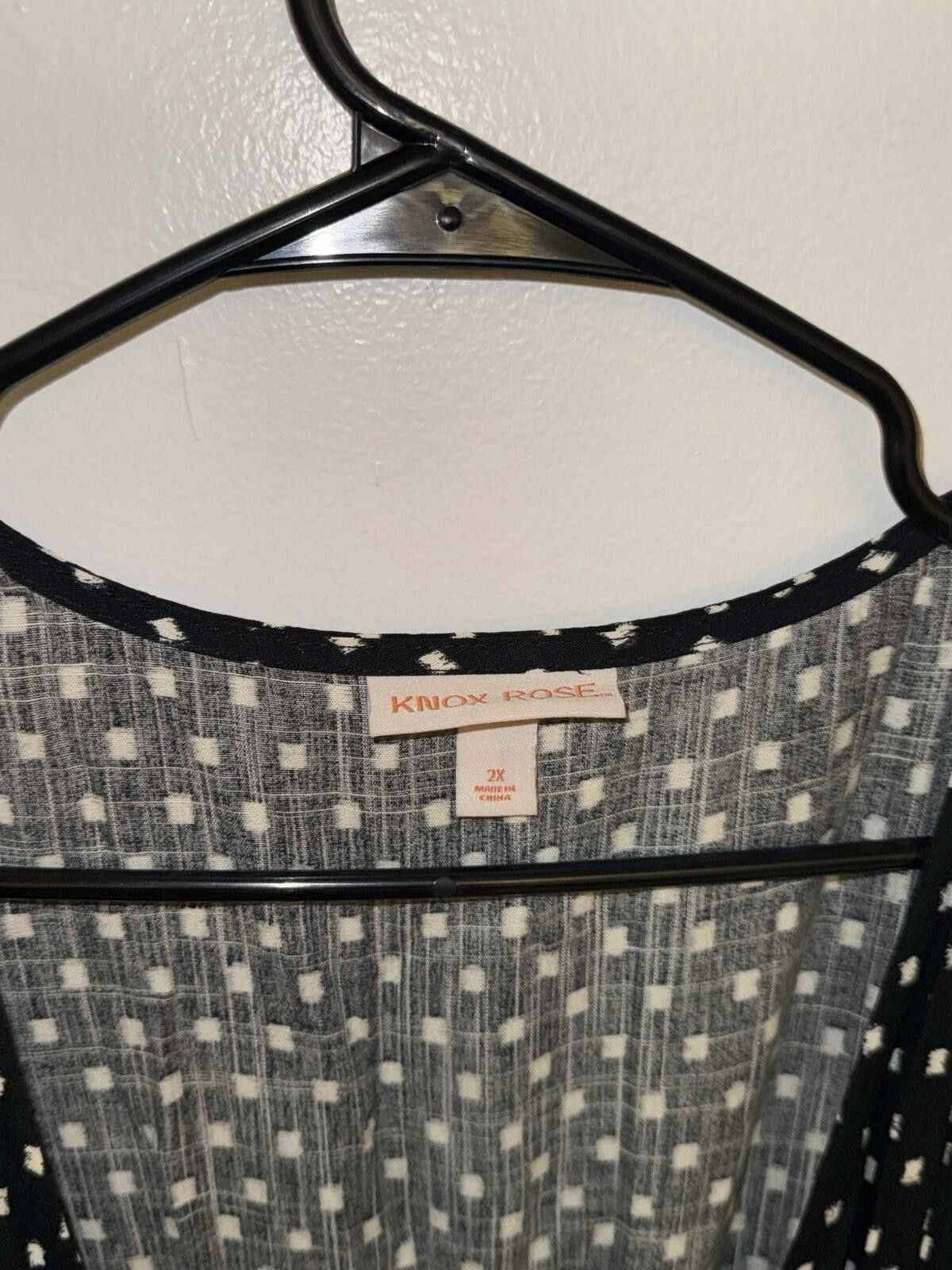 Other Knox Rose Wrap Black White Polka Dot Squares Tiered Dress Size XXL / US 16-18 / IT 52-54 - 9 Thumbnail