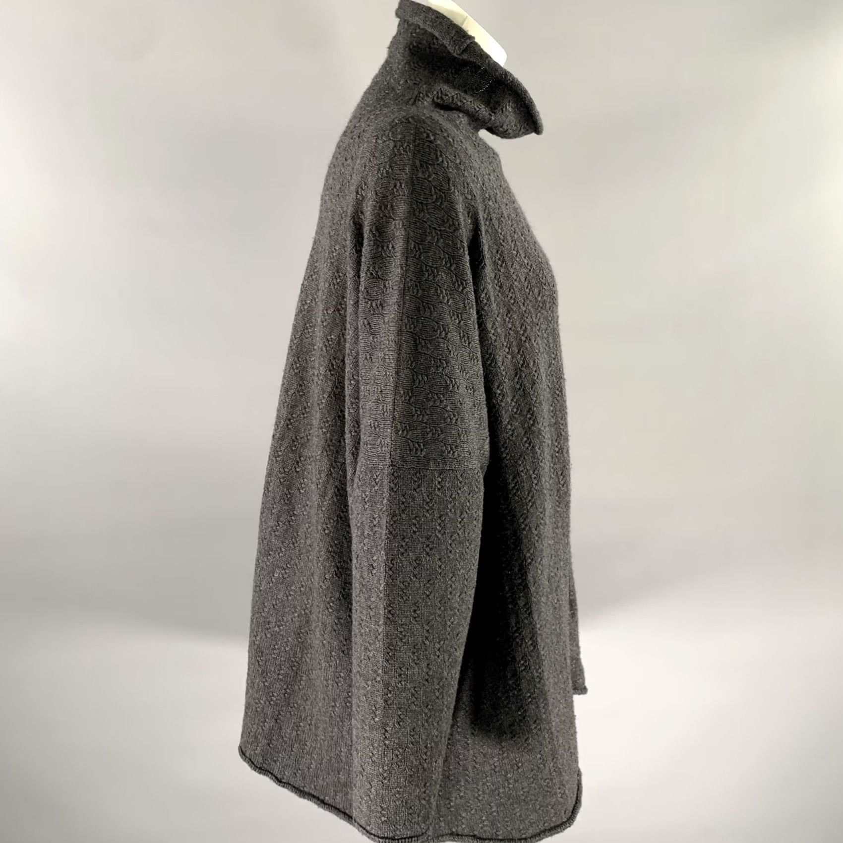 eskandar ESKANDAR Turtleneck Sweater Size M Grey Silk Cashmere Oversized Size M / US 6-8 / IT 42-44 - 3 Thumbnail