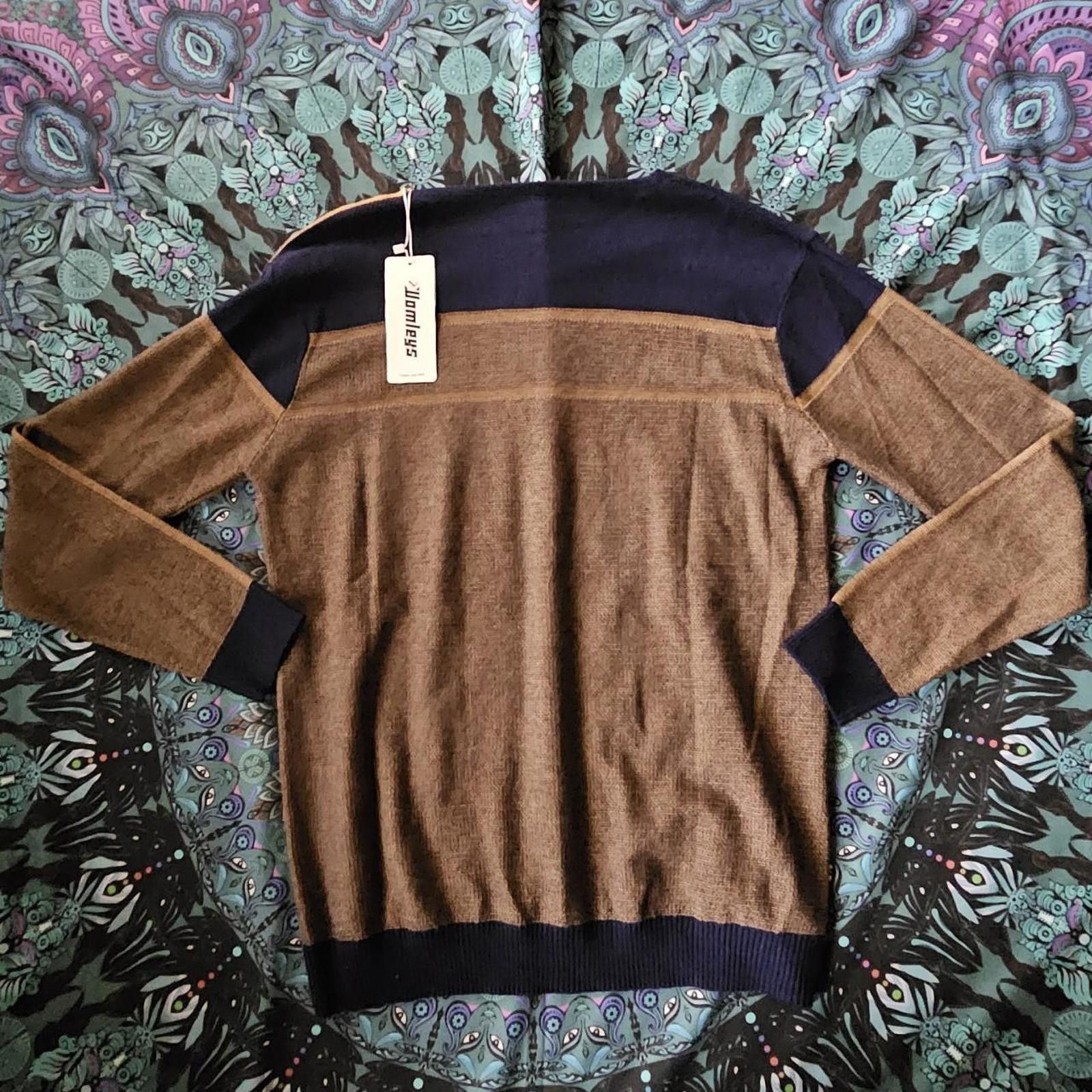 Designer Men's Brown and Navy Sweater Size US L / EU 52-54 / 3 - 6 Thumbnail