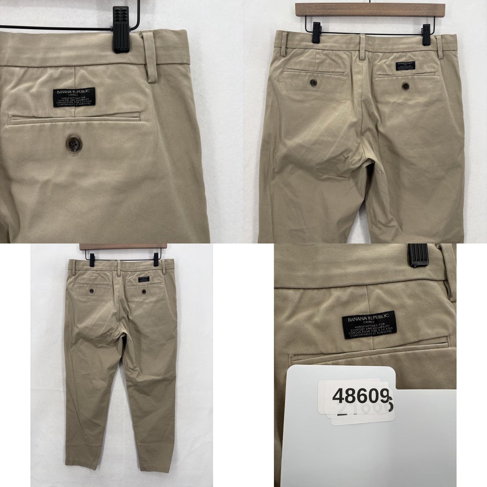 Banana Republic Banana Republic Rapid Movement Chino Pants Mens 33x28 Athletic Tapered Beige Solid Front Flat Pockets Zip Front Casual Business Mens Size US 33 - 9 Thumbnail