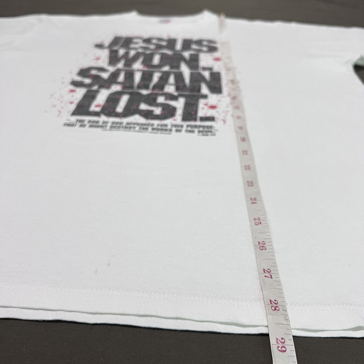 Vintage Vintage 90s JESUS Won Satan Lost God Bible Holy Tee XL Size US XL / EU 56 / 4 - 10 Thumbnail