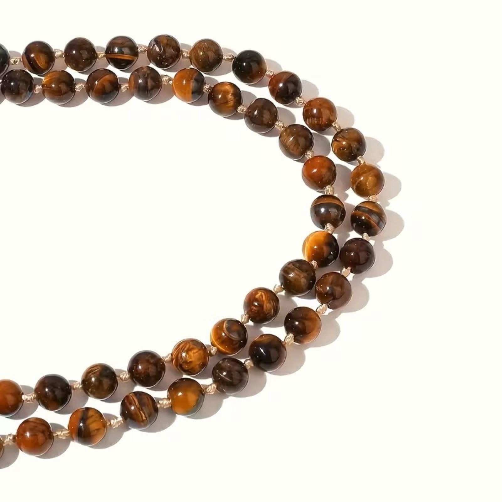 Other 47" Faux Tiger Eye Bead Necklace - Boho Brown Glass Bead Size ONE SIZE - 2 Thumbnail