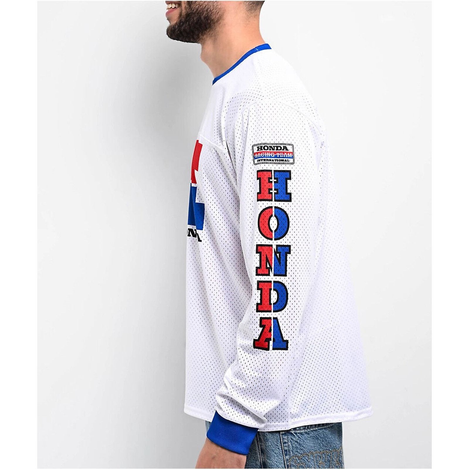 Honda Honda Racing Team Men's White Long Sleeve Mesh Jersey Shirt Size US XL / EU 56 / 4 - 4 Thumbnail