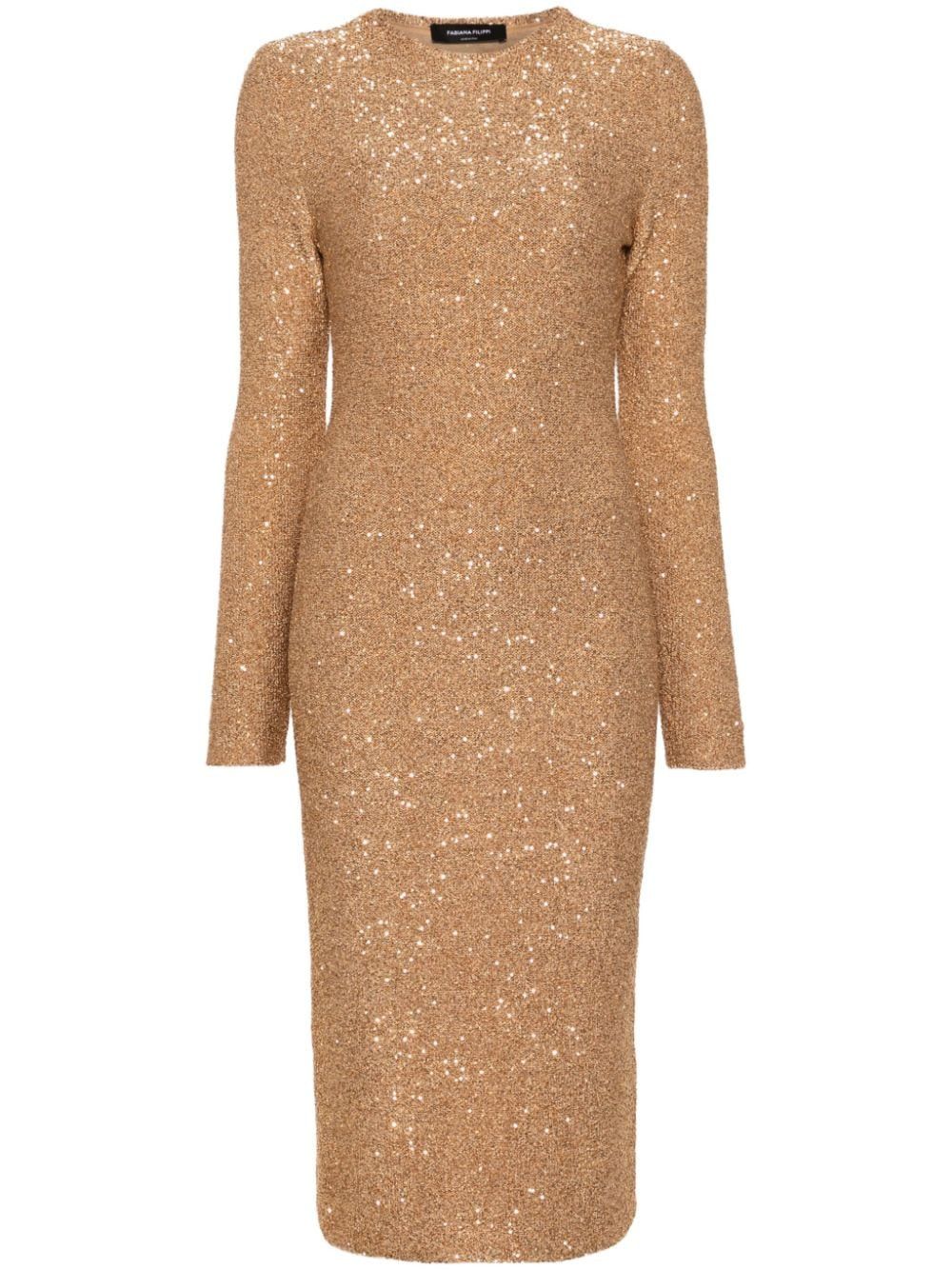 Fabiana Filippi SEQUINED MIDI DRESS Size S / US 4 / IT 40 - 1 Thumbnail