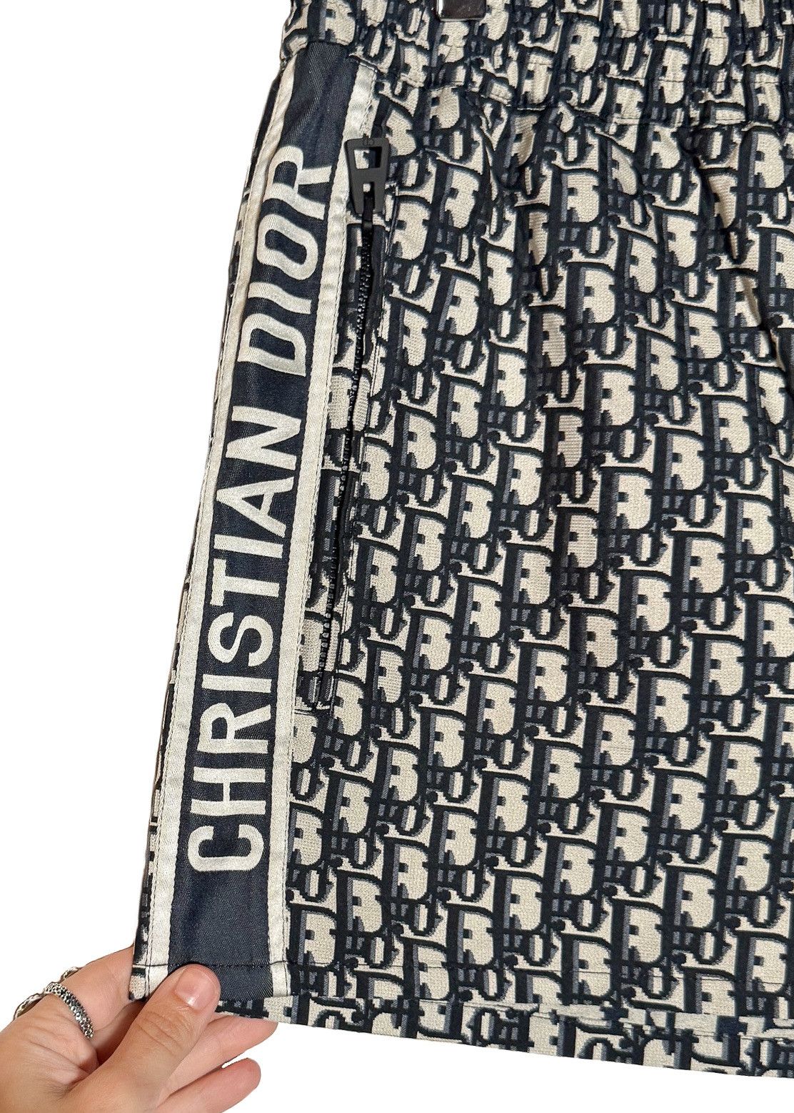 Dior Dior Blue Oblique Jacquard Taffeta Technical Mini Shorts Size 26" / US 2 / IT 38 - 4 Thumbnail