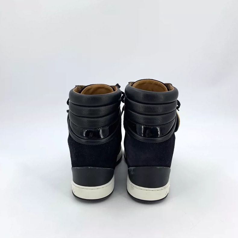 Louis Vuitton Louis Vuitton Black round toe lace-up high top sneakers Size US 7 / IT 37 - 4 Thumbnail