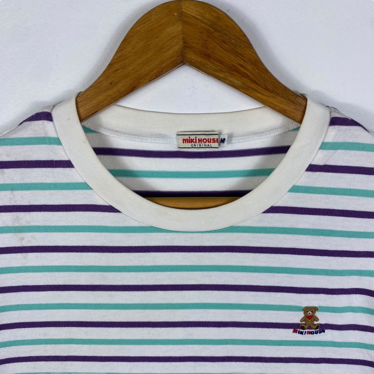 Japanese Brand Vintage 90's MIKI HOUSE Original Striped Tee Shirt Medium Size US M / EU 48-50 / 2 - 2 Thumbnail